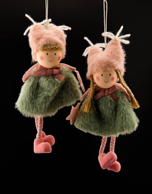 910105-1-Ružová bábika v sukni závesná dekorácia 18cm